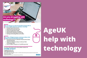 AgeUk poster advertising help with using digital technology